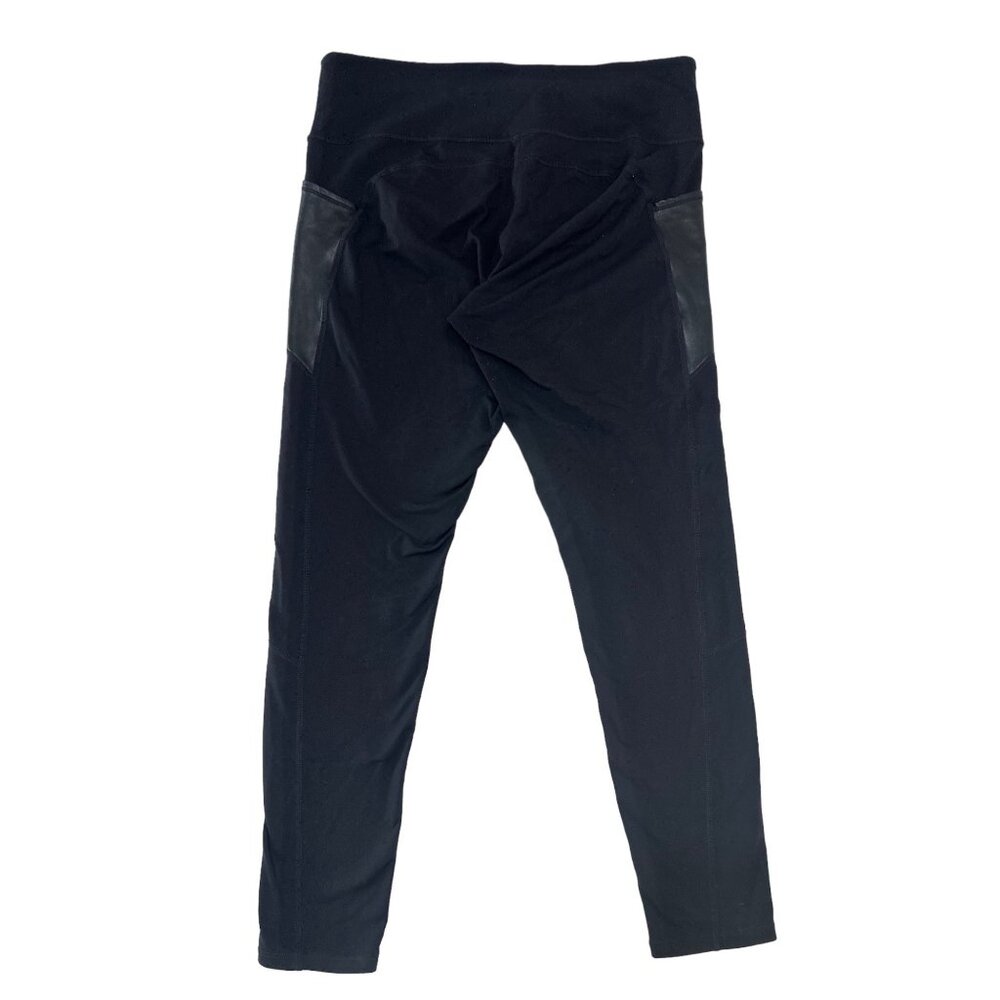 Athleta Chaturanga Faux Leather Leggings Womens Tall Large Black Goth Activewear - Picture 4 of 16